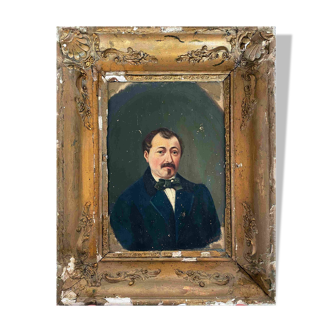 Raw attic: Painting "Portrait of a man with a bow tie" signed Cosson 19th century