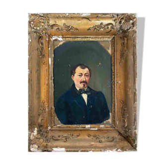Raw attic: Painting "Portrait of a man with a bow tie" signed Cosson XIX°