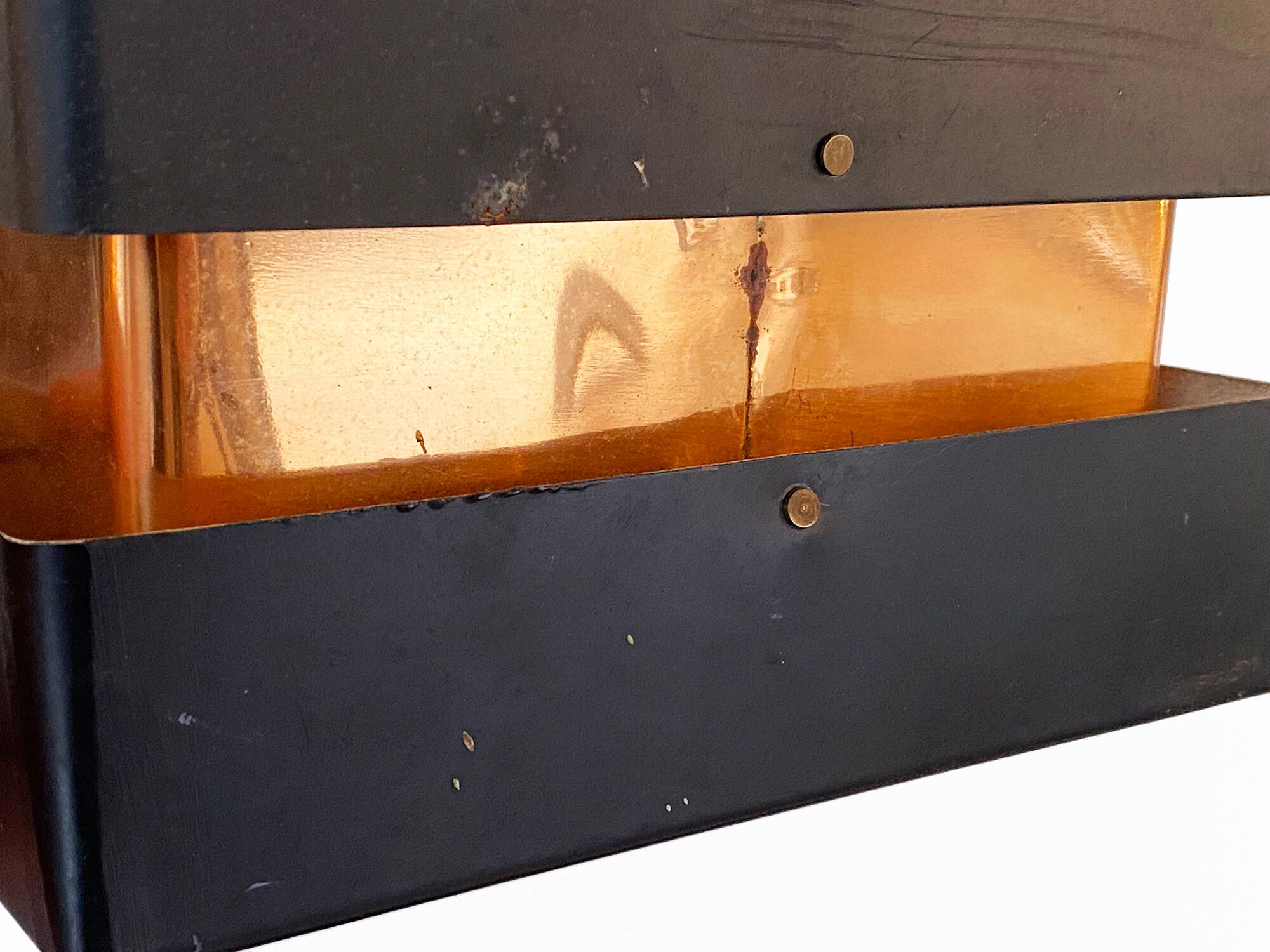 Pendant light in copper and black metal. denmark 1960s