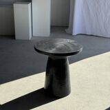 Black solid mango side table (monoxyle) with conical legs