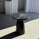 Black solid mango side table (monoxyle) with conical legs