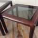 Series of 3 wooden and glass tables from the 70s