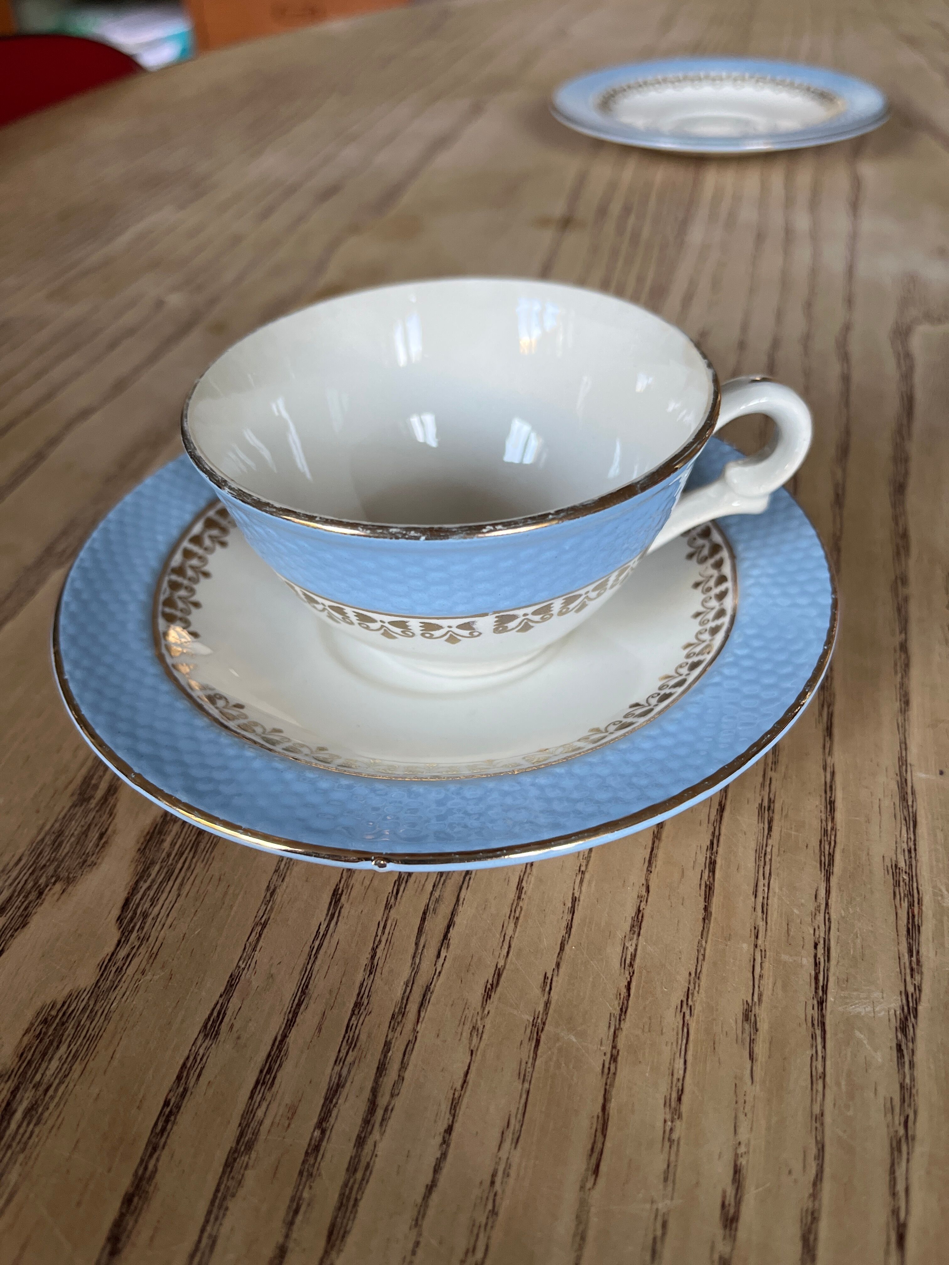 Blue earthenware coffee set