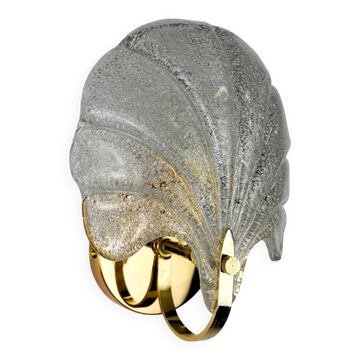 Shell wall light, frosted Murano glass, Italy, 1980s