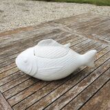 Antique white ceramic fish tureen