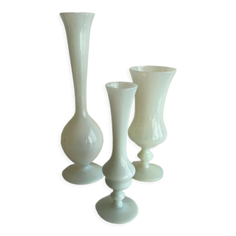 Set of 3 opaline vases