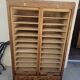 Antique 1950s double sliding door filing cabinet with curtains
