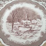 Set of 12 Swiss Landscape HE dinner plates with brown winter decor