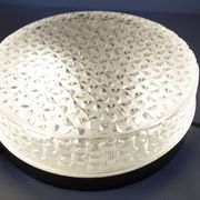 S+ Megal round ceiling light in black and opaque Swiss machined glass 90