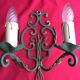 Pair of green wrought iron appliques with golden acanthus leaves