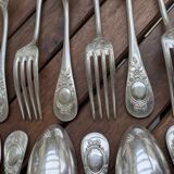 Set of 6 silver plated metal forks and spoons 20g with medallion f