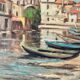 Painting signed Filhos oil on panel 1950 "Martigues"