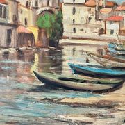 Tableau signé Filhos huile sur panneau 1950  "Martigues"