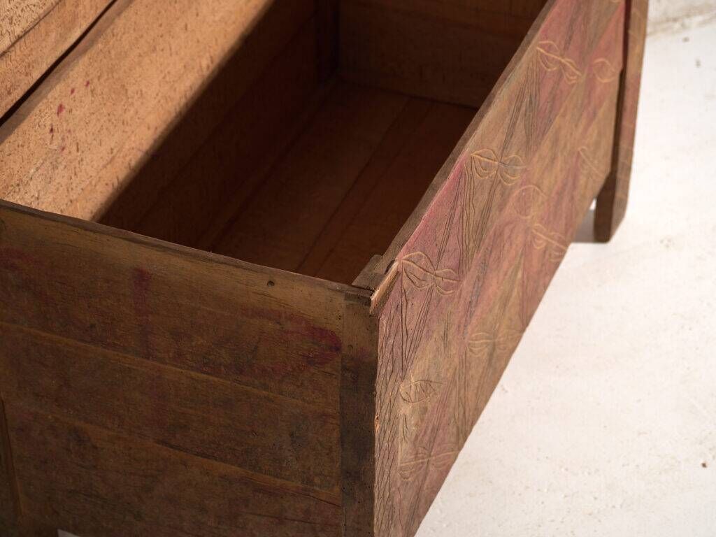 Antique carved pine chest – Central Europe, circa 1850