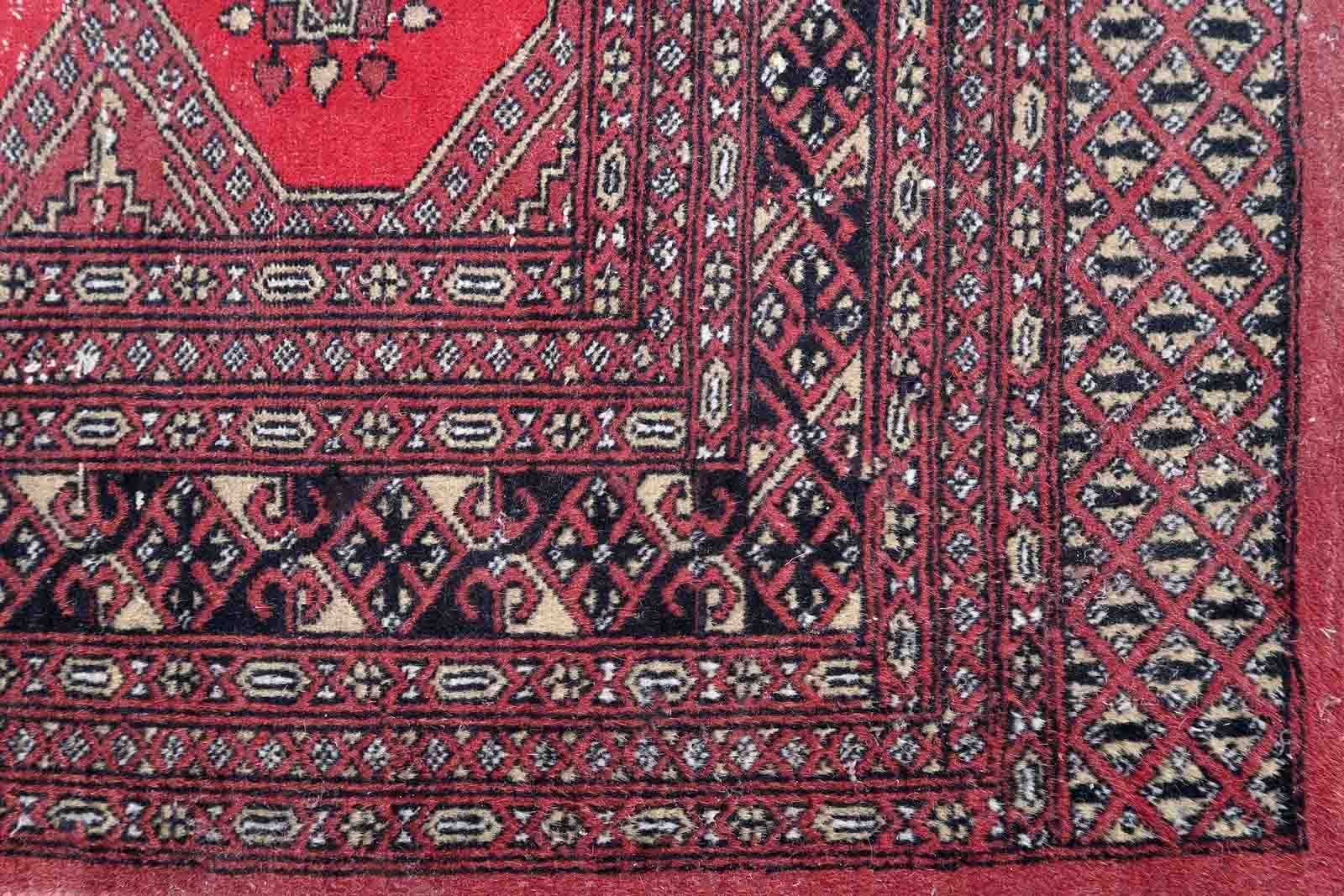 Handmade vintage rug Uzbek Bukhara 94cm x 163cm 1970s