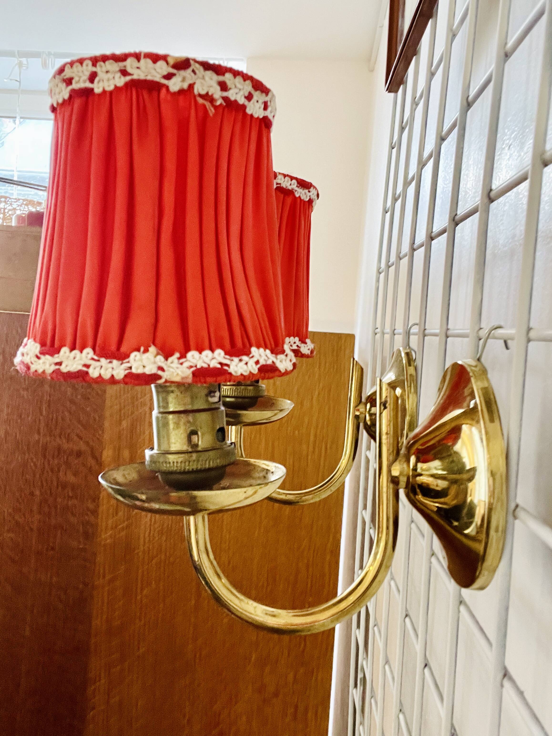 Pair of vintage brass wall lights