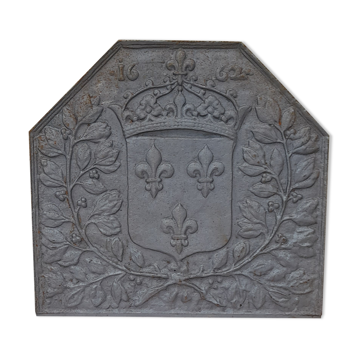 Plaque de cheminée  en fonte fleur de lys fonderie d'art jamais posée