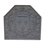 Cast iron fireplace plate fleur de lys art foundry never laid