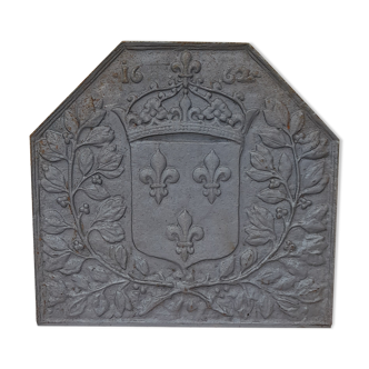 Cast iron fireplace plate fleur de lys art foundry never laid
