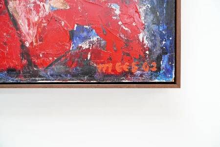 Jozef Mees, Lyrical Abstract Oil on Panel 1962
