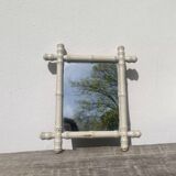 White bamboo wood mirror