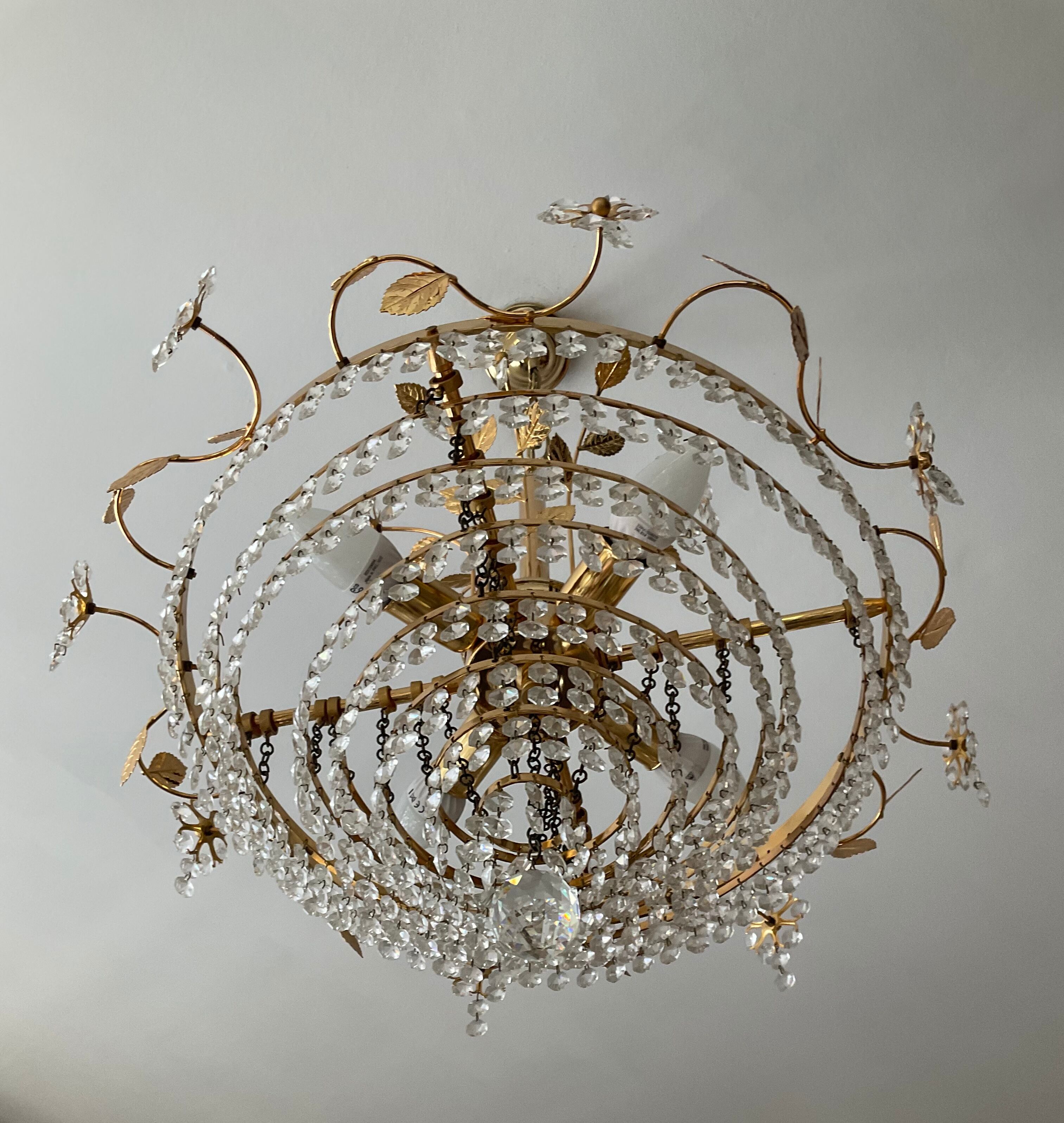 Crystal grapevine waterfall chandelier from the 70s