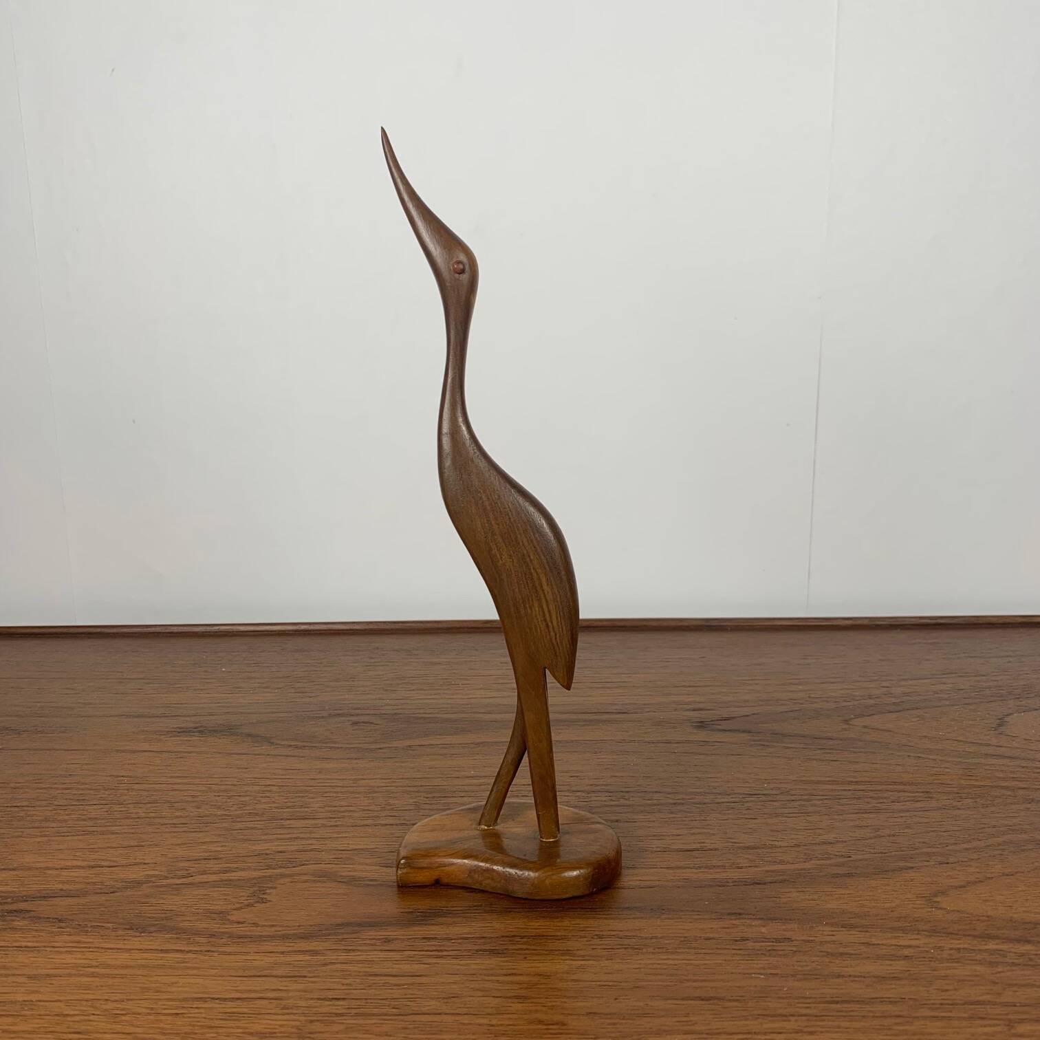 Teak Heron Statuette, Midcentury Modern