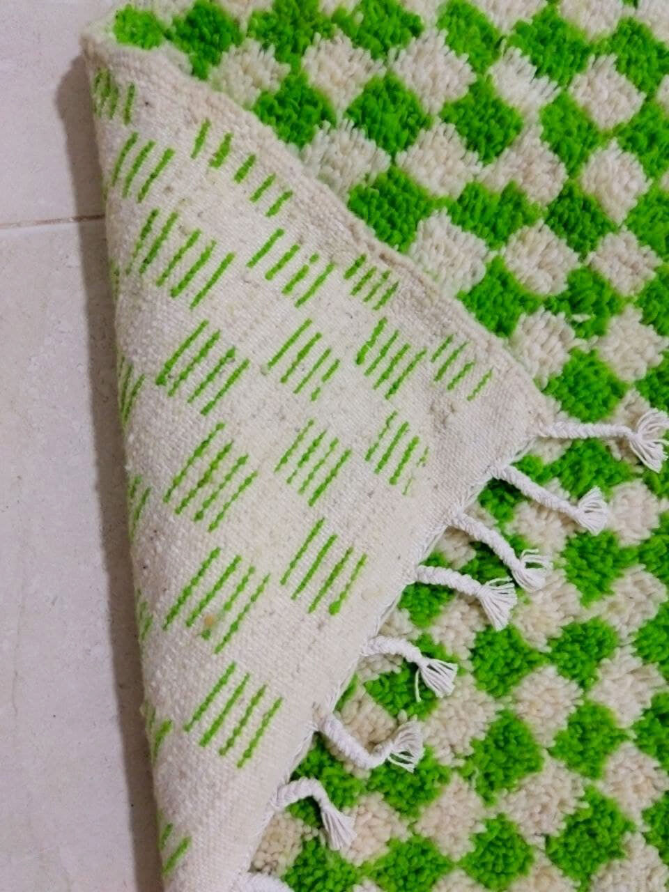 Green azilal berber carpet 280 x 194 cm