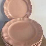 6 plates powder pink porcelain made in France