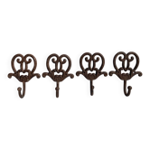 Set of 4 antique wrought iron hooks.