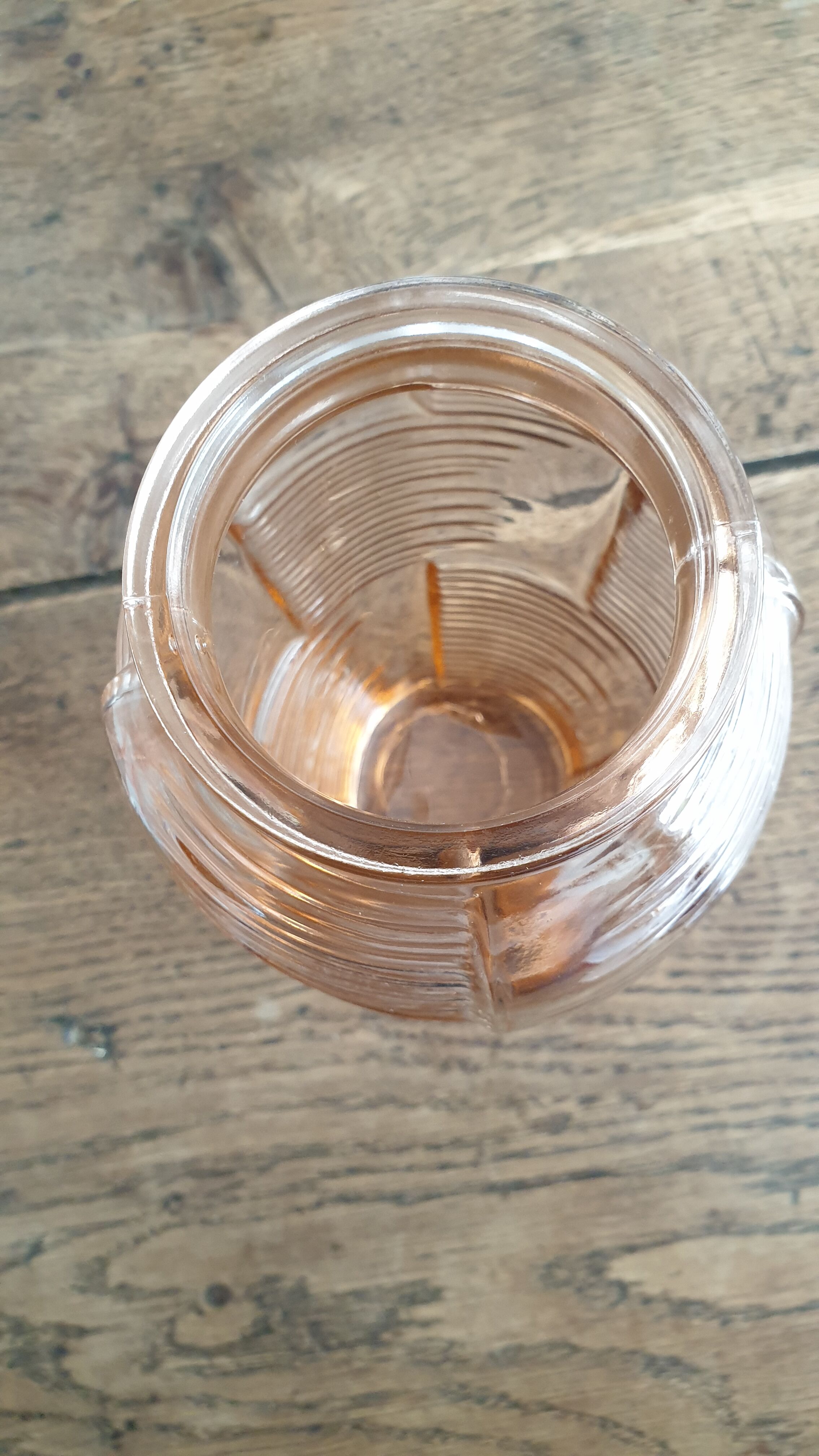 Art deco rosé molded glass vase