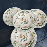 Set of 4 gien "bird of paradise" soup plates