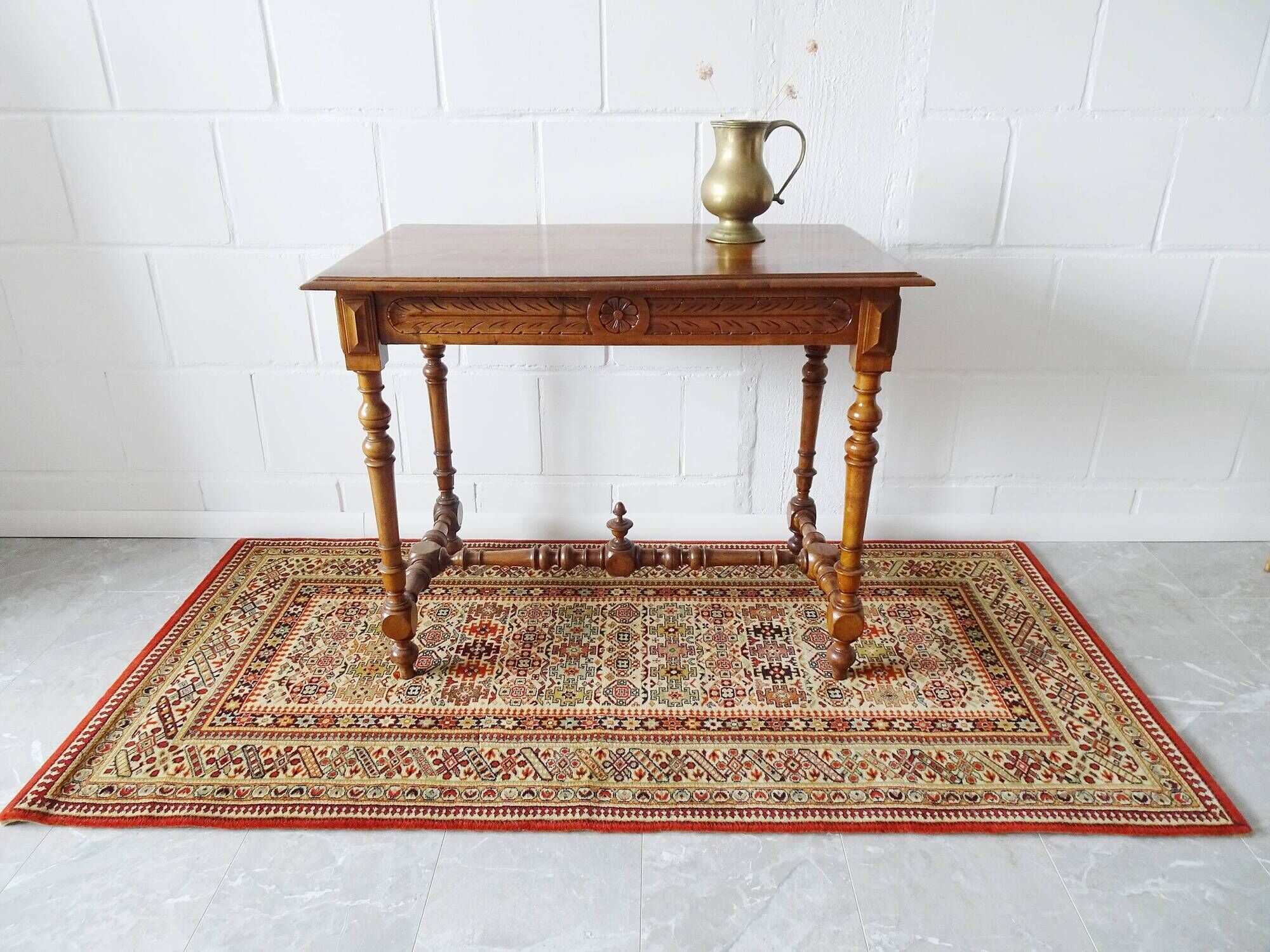 oriental vintage Keshan carpet Adoros, Persian carpet 86 x 180 cm