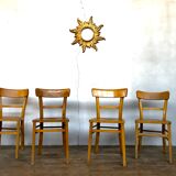 Série 4 chaises en bois troquet bistrot brasserie vintage 1950