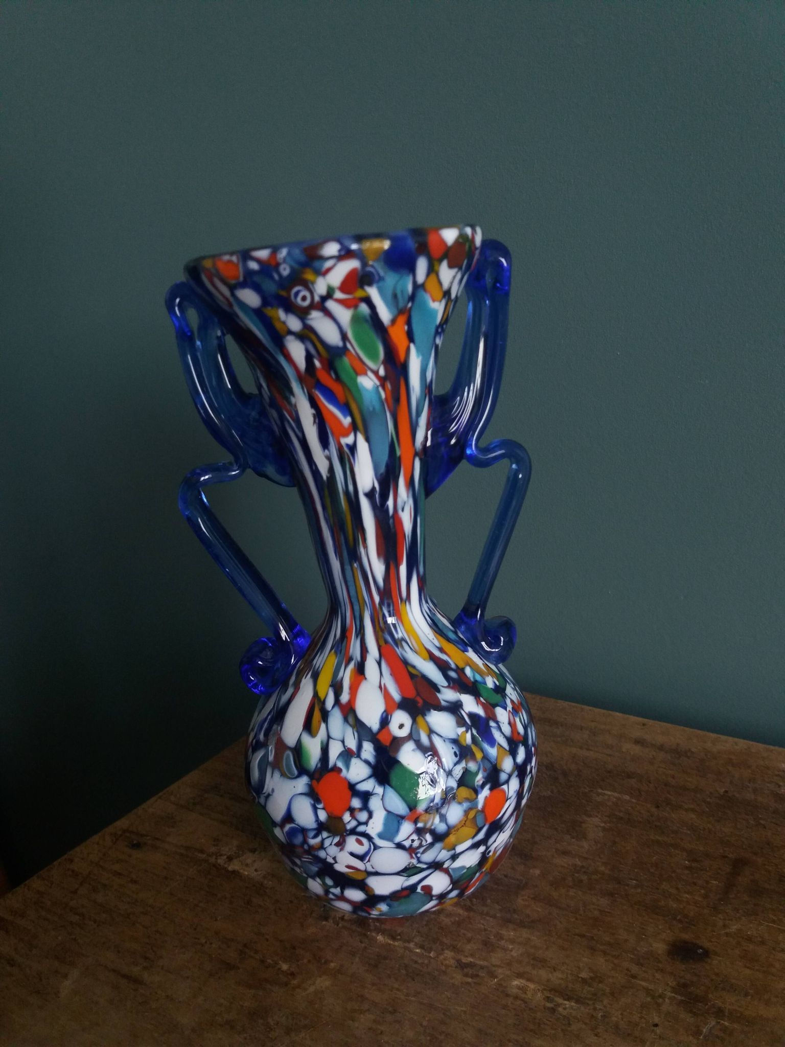 Murano polychrome blown glass vase