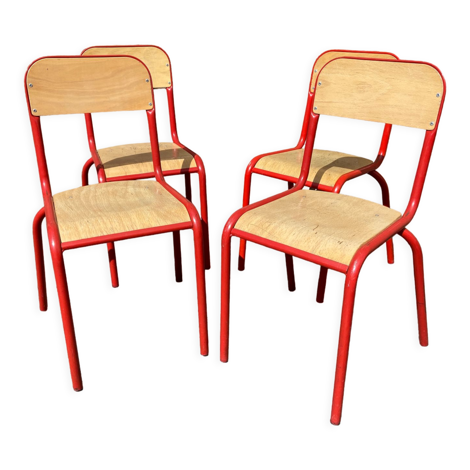 Set of 4 school chairs 70s