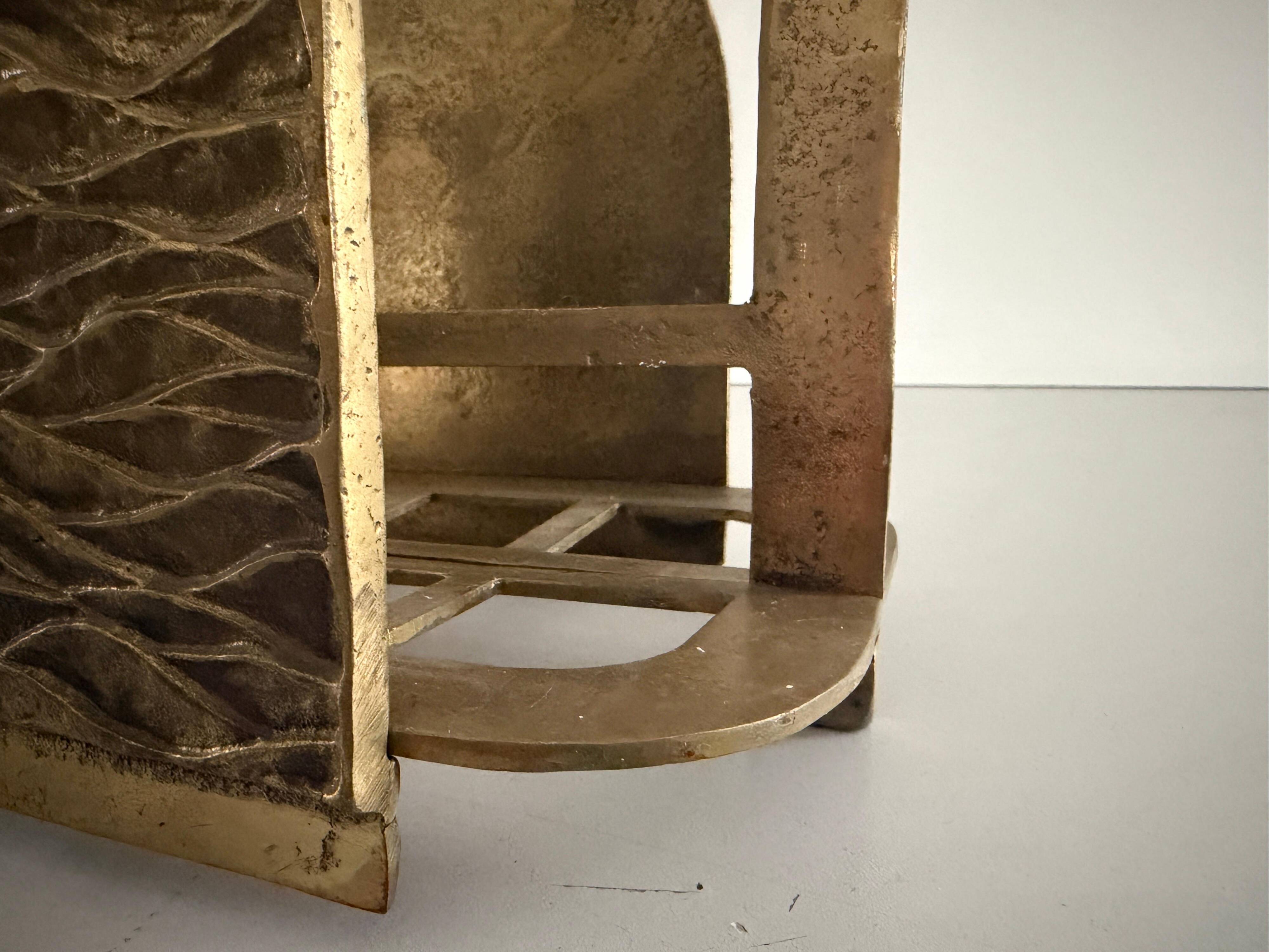 Heavy bronze magazine rack, mid-century modern, 1960, Italy