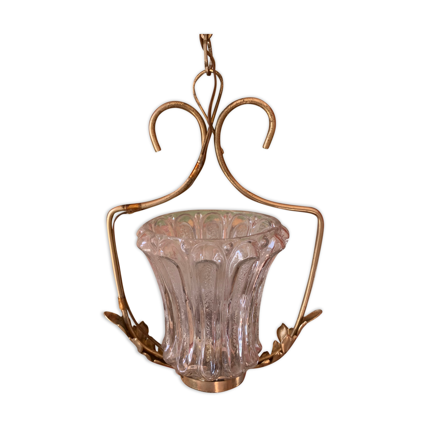 Glass and brass hanging lamp
