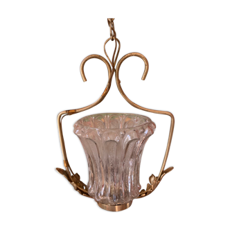 Glass and brass hanging lamp