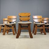 Vintage brutalist dining chairs, set of 5 - 1960s