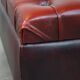 Red cow leather square chesterfield ottoman/storage pouf