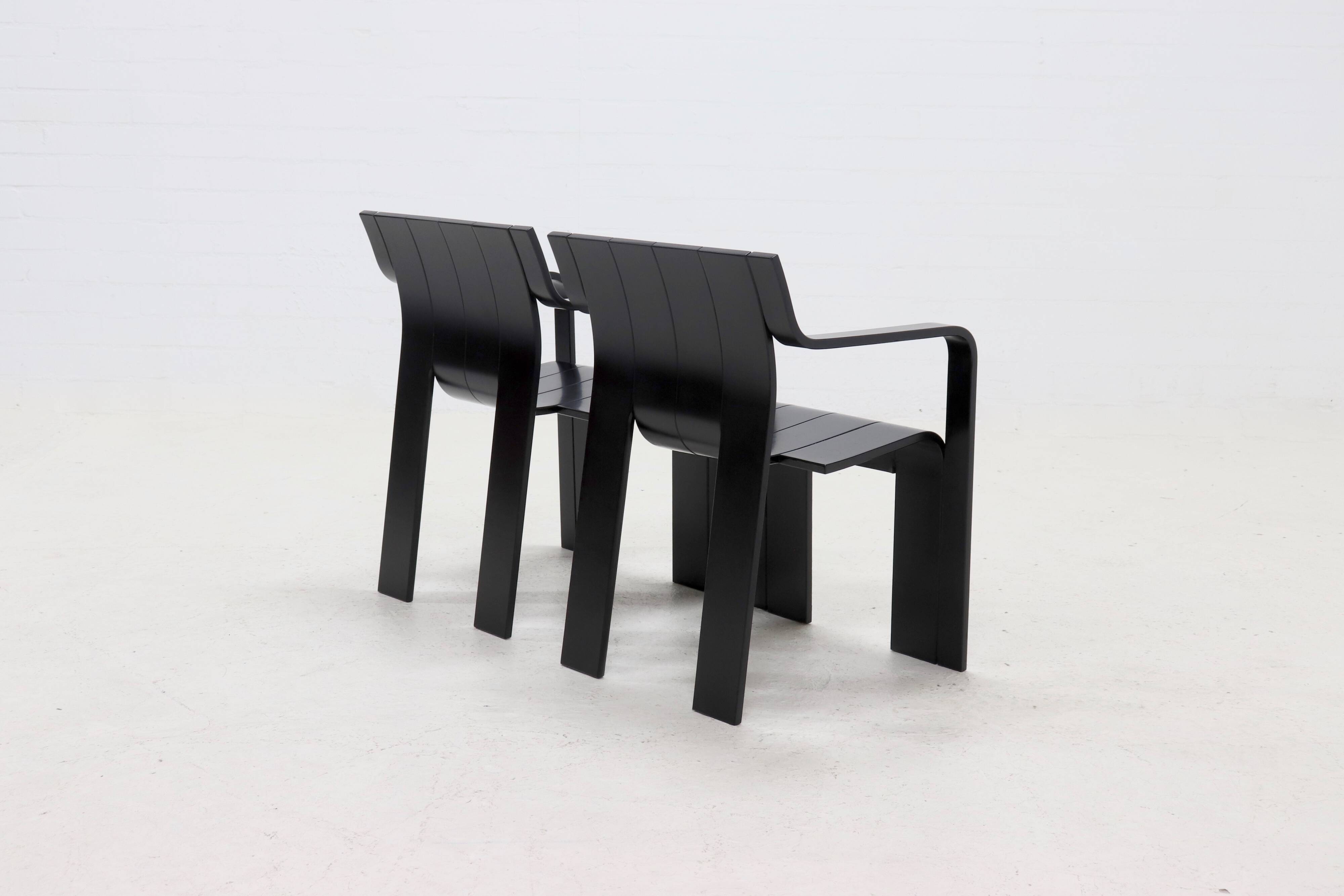 Set of 2 Strip Dining Chairs by Gijs Bakker for Castelijn 1970s