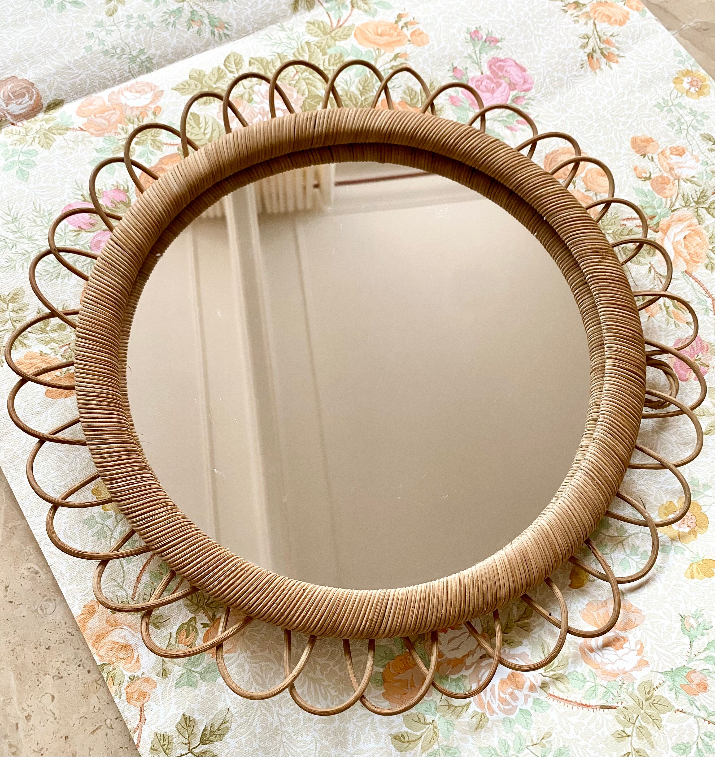 Miroir rotin vintage 40cm