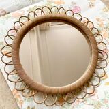 Vintage rattan mirror 40cm