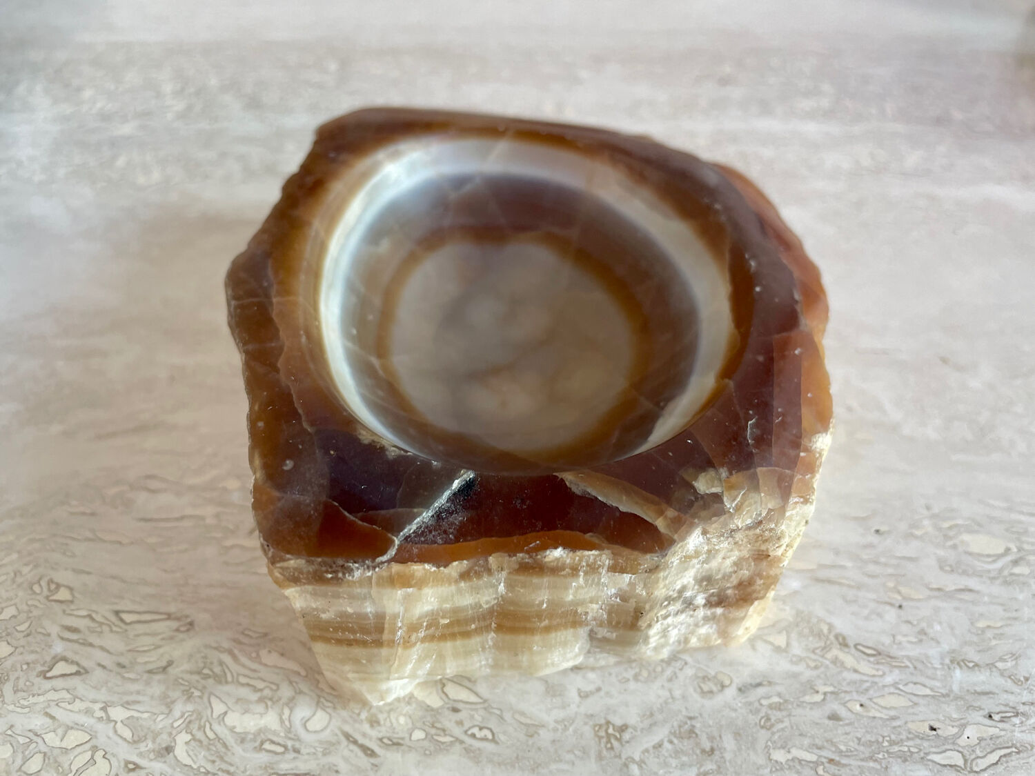 Brutalist vintage onyx marble ashtray