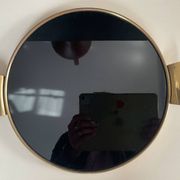 Art Deco vintage style golden metal and glass plateau.
