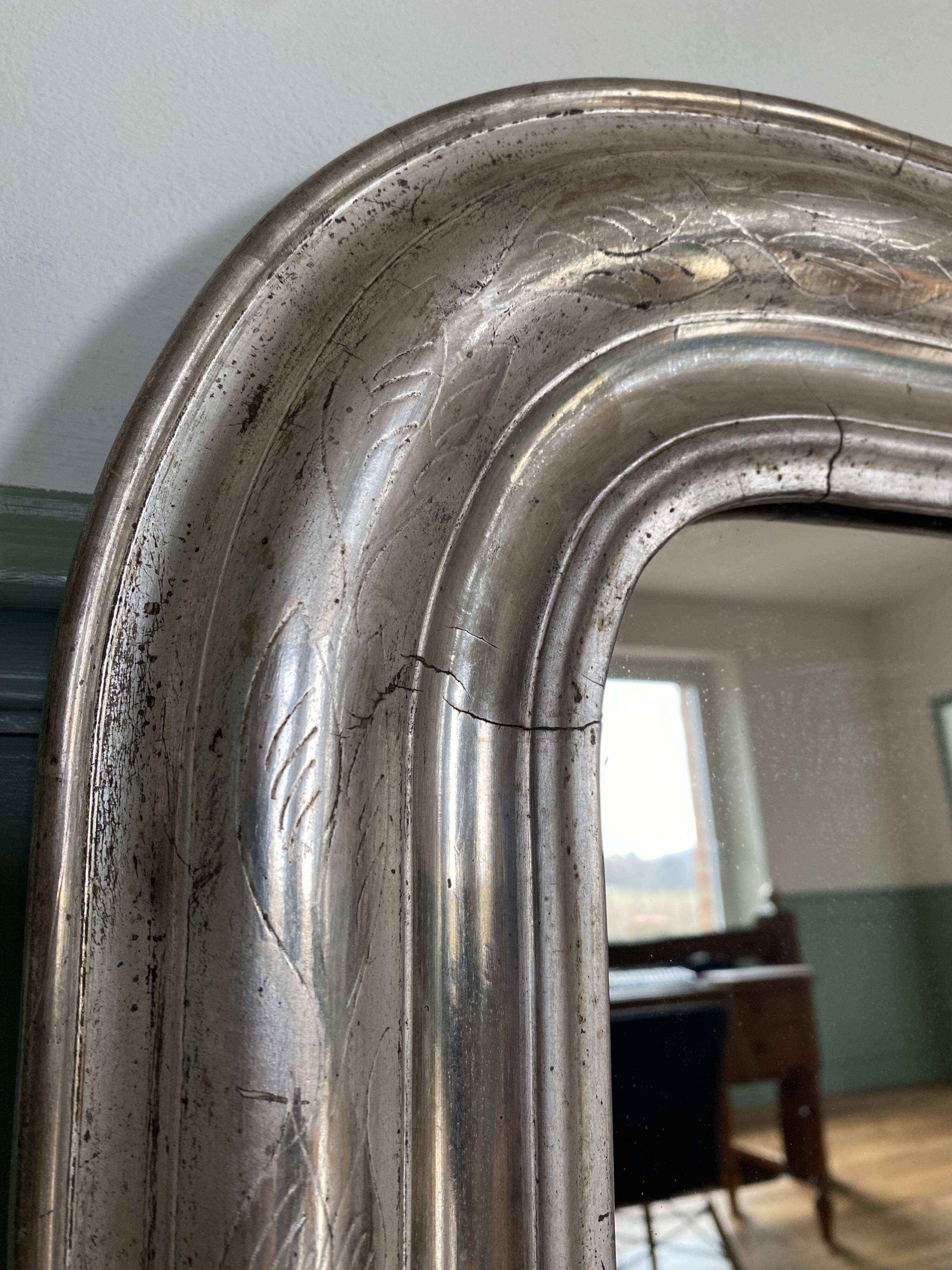 Louis-Philippe mirror gilded with silver leaf