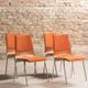 Set of 4 vintage chairs with a chrome steel base, teak backrest and seat