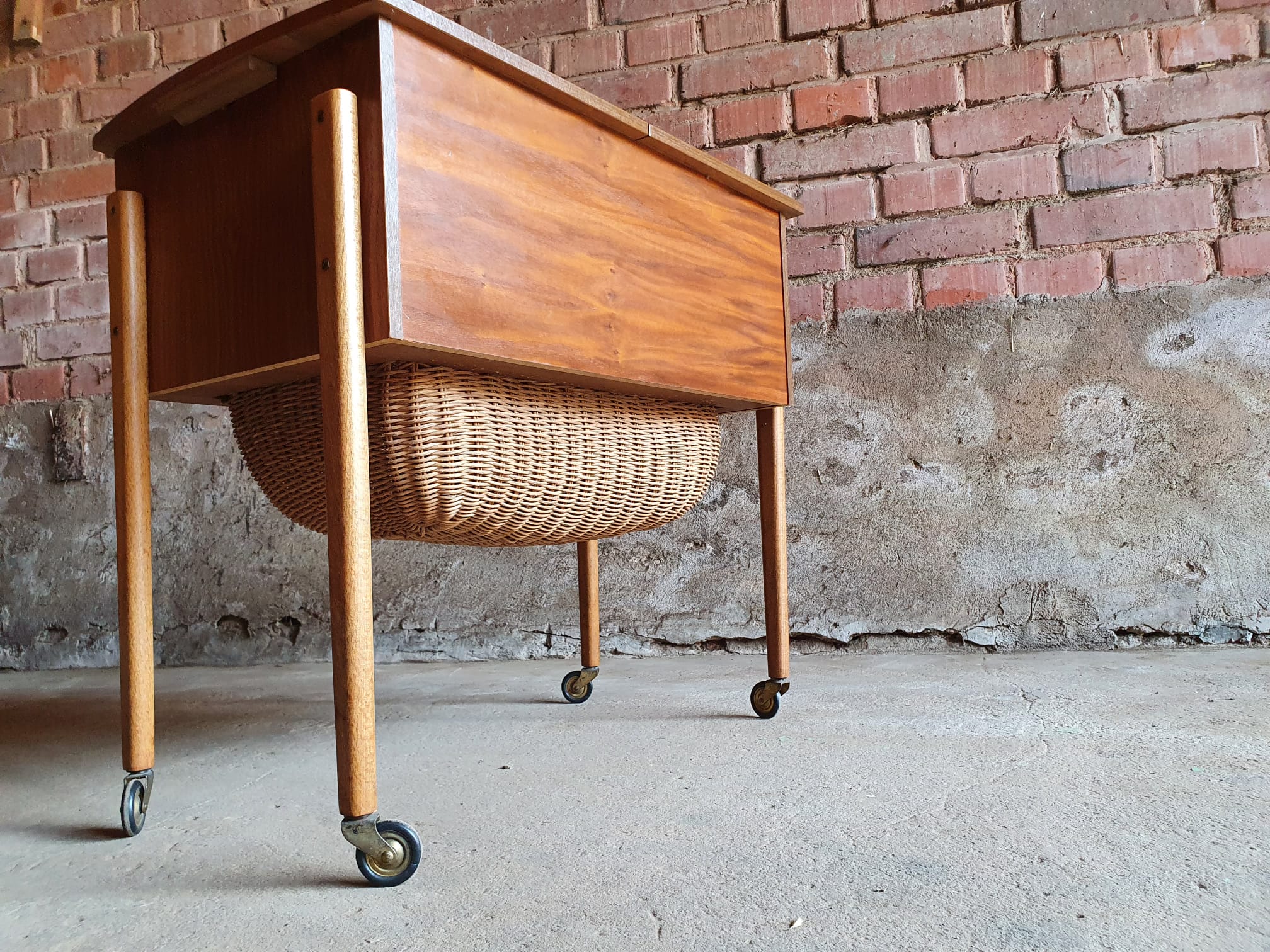 Piece of furniture with scandinavian teak sewing 1950