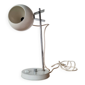 Petite lampe de bureau vintage Space Age en métal blanc, design années 70